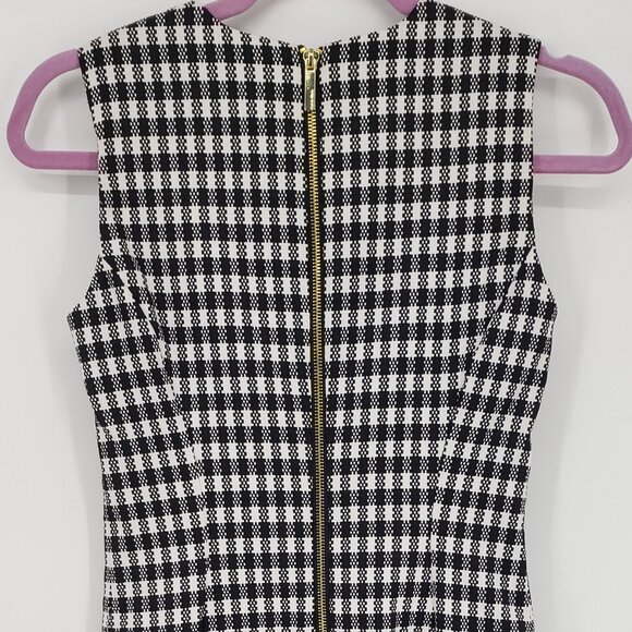 Calvin Klein Buffalo Plaid Sheath Dress 2 Womens Sleeveless Black White - Picture 5 of 7